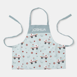 Boys Cute Blue Paramedic Ambulance Pattern Kinder Schort