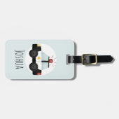 Boys Cute Blue Police Car Cartoon and Name Kinder Bagagelabel (Voorkant horizontaal)