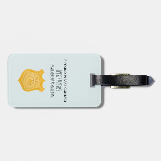 Boys Cute Blue Police Car Cartoon and Name Kinder Bagagelabel (Achterkant horizontaal)