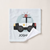 Boys Cute Blue Police Car Pattern Kinder Bad Handdoek (Wasdoekje)