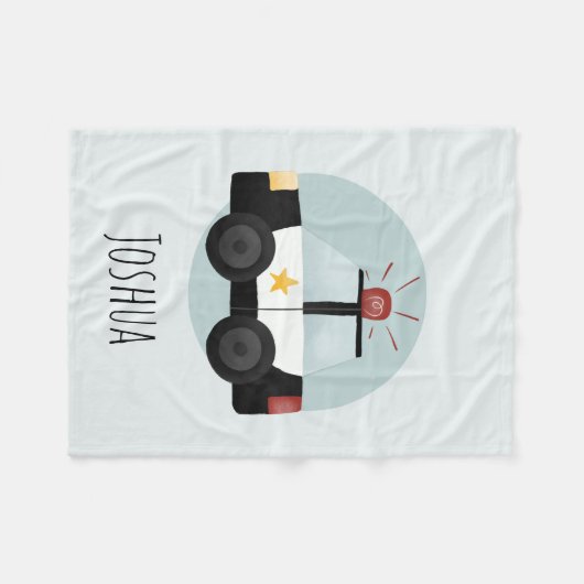 Boys Cute Blue Police Cartoon Kinder Fleece Deken (Voorkant (Horizontaal))