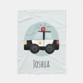 Boys Cute Blue Police Cartoon Kinder Fleece Deken (Voorkant)