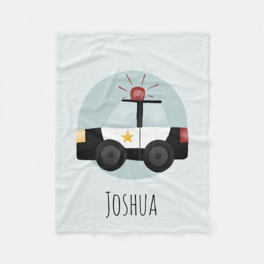 Boys Cute Blue Police Cartoon Kinder Fleece Deken (Voorkant)