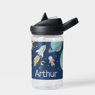 Boys Cute Blue Rocket Space Kinder School Waterfles