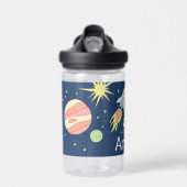 Boys Cute Blue Rocket Space Kinder School Waterfles (Voorkant)