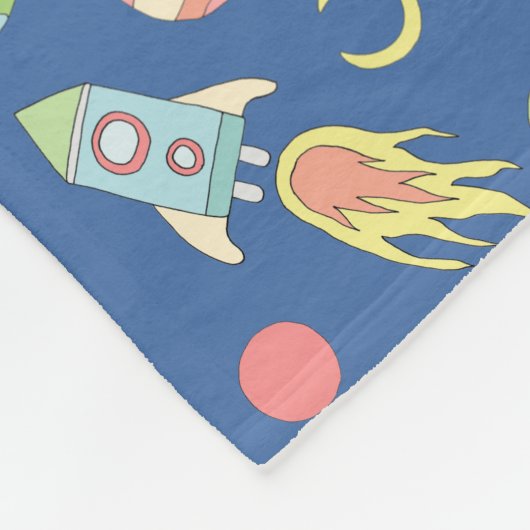 Boys Cute Blue Rocket Space Pattern en naam Fleece Deken (Hoek)
