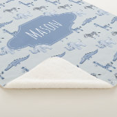 Boys Cute Blue Safari Animals Pattern Kinder Sherpa Deken (3/4)