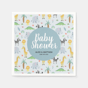 Boys Cute Blue Safari Pattern Baby shower Servet