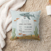 Boys Cute Blue Shark Keepomwille Birth Stats Kussen (Deken)