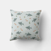 Boys Cute Blue Shark Keepomwille Birth Stats Kussen (Achterkant)