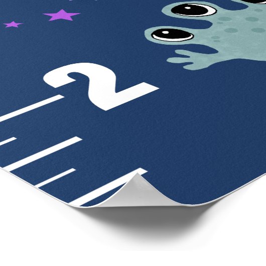Boys Cute Blue Space Alien & Name Growth Chart Poster (Hoek)