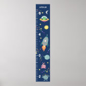 Boys Cute Blue Space Alien & Name Growth Chart Poster (Voorkant)