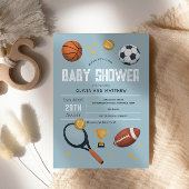 Boys Cute Blue Sports Baby shower Kaart
