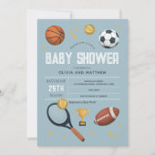 Boys Cute Blue Sports Baby shower Kaart (Voorkant)