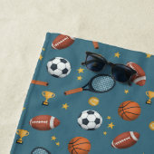 Boys Cute Blue Sports Monogram Kinder Strandlaken (In situ)
