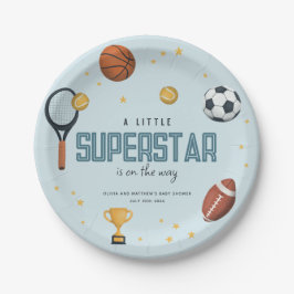 Boys Cute Blue Sports Superstar Baby shower Papieren Bordje
