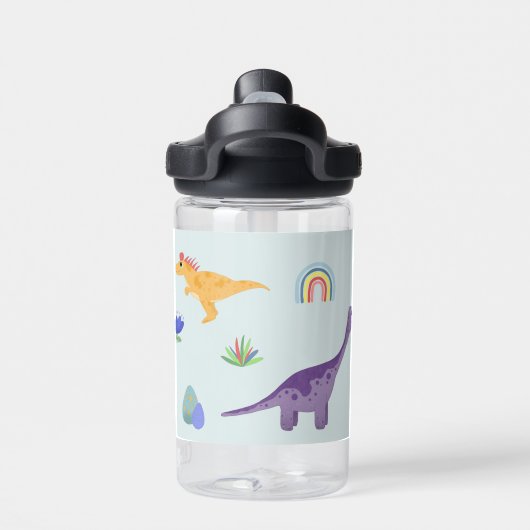 Boys Cute Blue T-Rex Dinosaur School Waterfles (Achterkant)