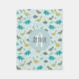 Boys Cute Blue T-Rex Oerwoud Dinosaur Pattern Kind Fleece Deken