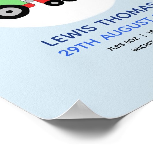 Boys Cute Blue Train Keepomwille Baby Nursery Poster (Hoek)