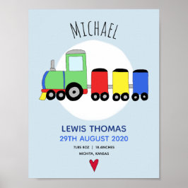 Boys Cute Blue Train Keepomwille Baby Nursery Poster