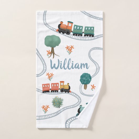Boys Cute Blue Train Pattern Kinder Bad Handdoek (Handdoek)