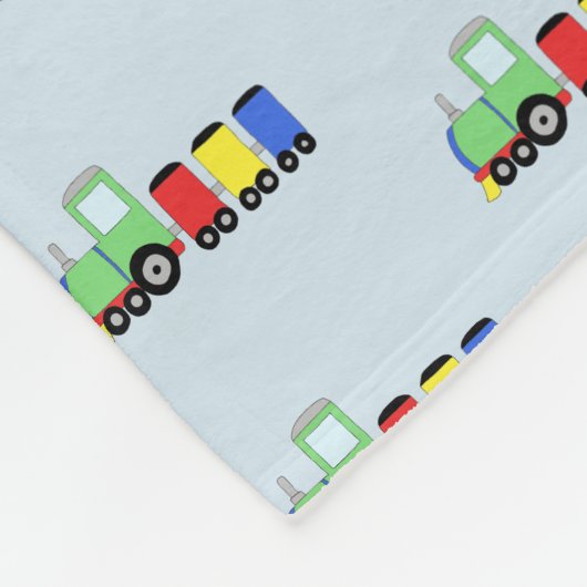 Boys Cute Blue Train Pattern met Name Kinder Fleece Deken (Hoek)