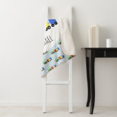 Boys Cute Blue Train Pattern met Name Kinder Sherpa Deken (In situ)