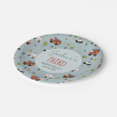 Boys Cute Blue Transport Pattern Birthday Kinder Papieren Bordje (Gekanteld)