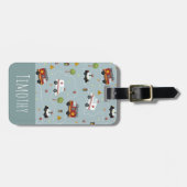 Boys Cute Blue Transport Pattern Kinder Bagagelabel (Voorkant horizontaal)