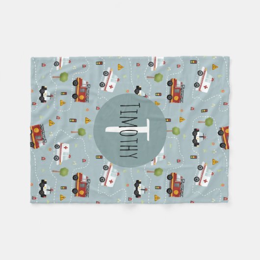 Boys Cute Blue Transport Pattern Kinder Fleece Deken (Voorkant (Horizontaal))