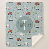 Boys Cute Blue Transport Pattern Kinder Sherpa Deken (Voorkant)