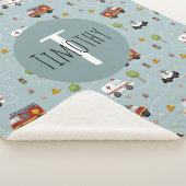 Boys Cute Blue Transport Pattern Kinder Sherpa Deken (3/4)