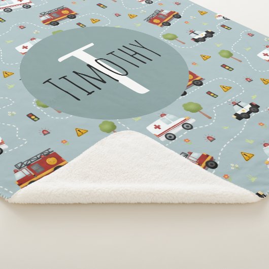 Boys Cute Blue Transport Pattern Kinder Sherpa Deken (3/4)