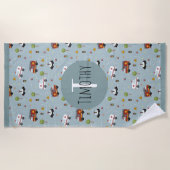 Boys Cute Blue Transport Pattern Kinder Strandlaken (Voorkant)