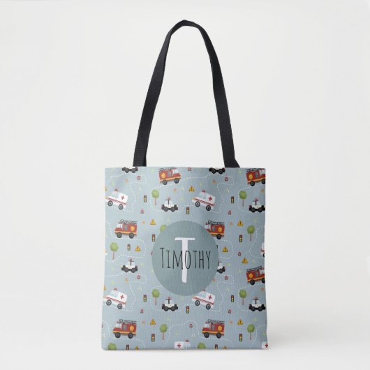 Boys Cute Blue Transport Pattern Kinder Tote Bag (Voorkant)