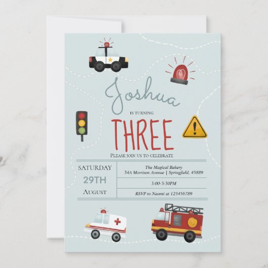 Boys Cute Blue Transport Toddler Birthday Kaart (Voorkant)