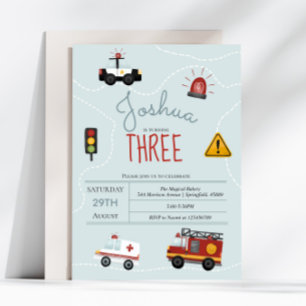 Boys Cute Blue Transport Toddler Birthday Kaart