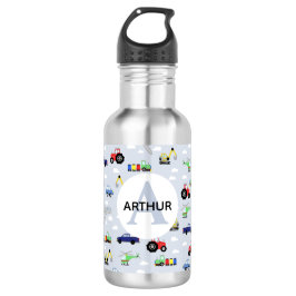 Boys Cute Blue Transport Train and Car Kinder Scho Waterfles