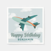 Boys Cute Blue Travel Airplane Kinderen, Birthday Servet (Voorkant)