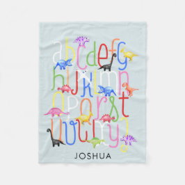 Boys Cute Blue Waterverf Dinosaur Alphabet Kinder Fleece Deken