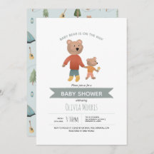 Boys Cute Blue Woodland Forest Beer Baby shower