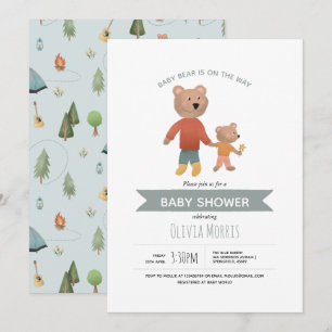 Boys Cute Blue Woodland Forest Beer Baby shower Kaart