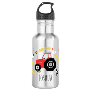 Boys Cute Boerderij Animal Tractor and Name Waterfles