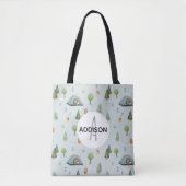 Boys Cute Camping Beer Pattern and Name Kinder Tote Bag (Voorkant)