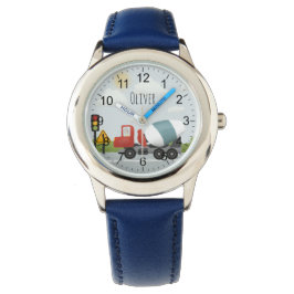 Boys Cute Cement Mixer aan Road Kinder Horloge