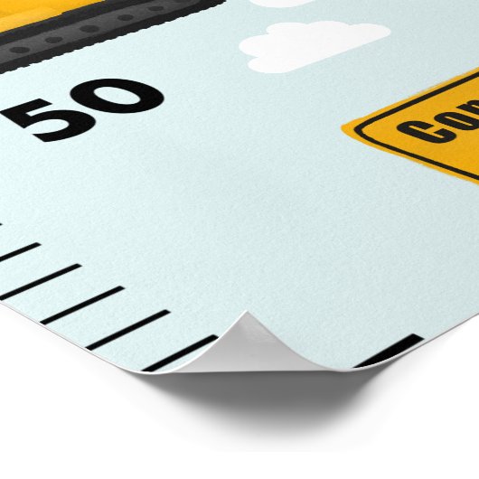 Boys Cute Construction Transport Growth Chart Poster (Hoek)