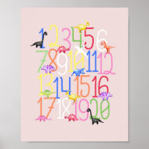 Boys Cute Dinosaur 1-20 Kinder Numbers Neursery