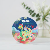 Boys Cute Dinosaur, 4e verjaardag Kaart (Staand voorkant)