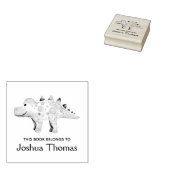 Boys Cute Dinosaur en Name Kinder Bookplate Rubberstempel (Gestempeld)