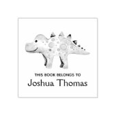 Boys Cute Dinosaur en Name Kinder Bookplate Rubberstempel (Afrduk)